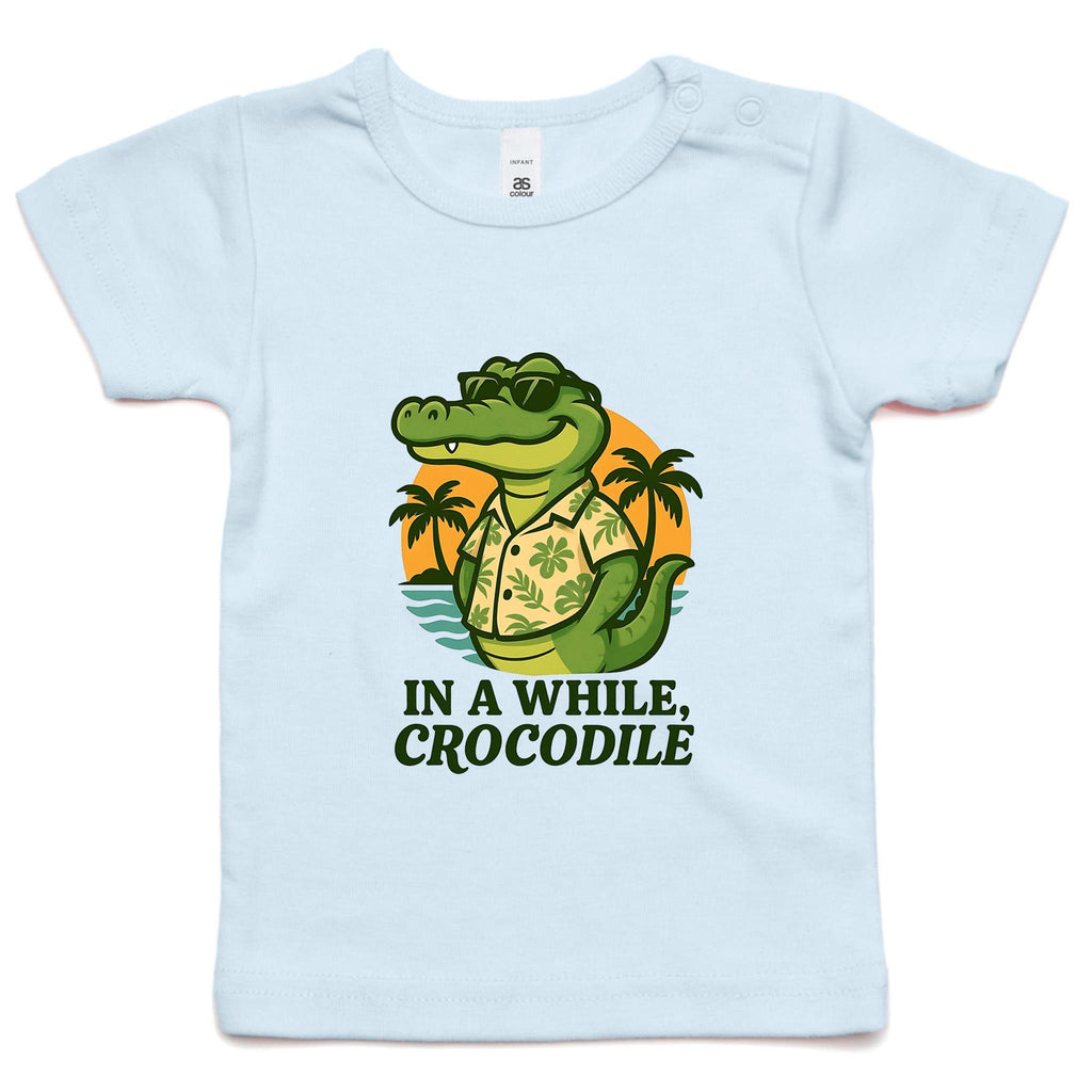 In A While, Crocodile AS Colour Baby T-shirt Powder Blue Baby T-shirt animal Printed In Australia