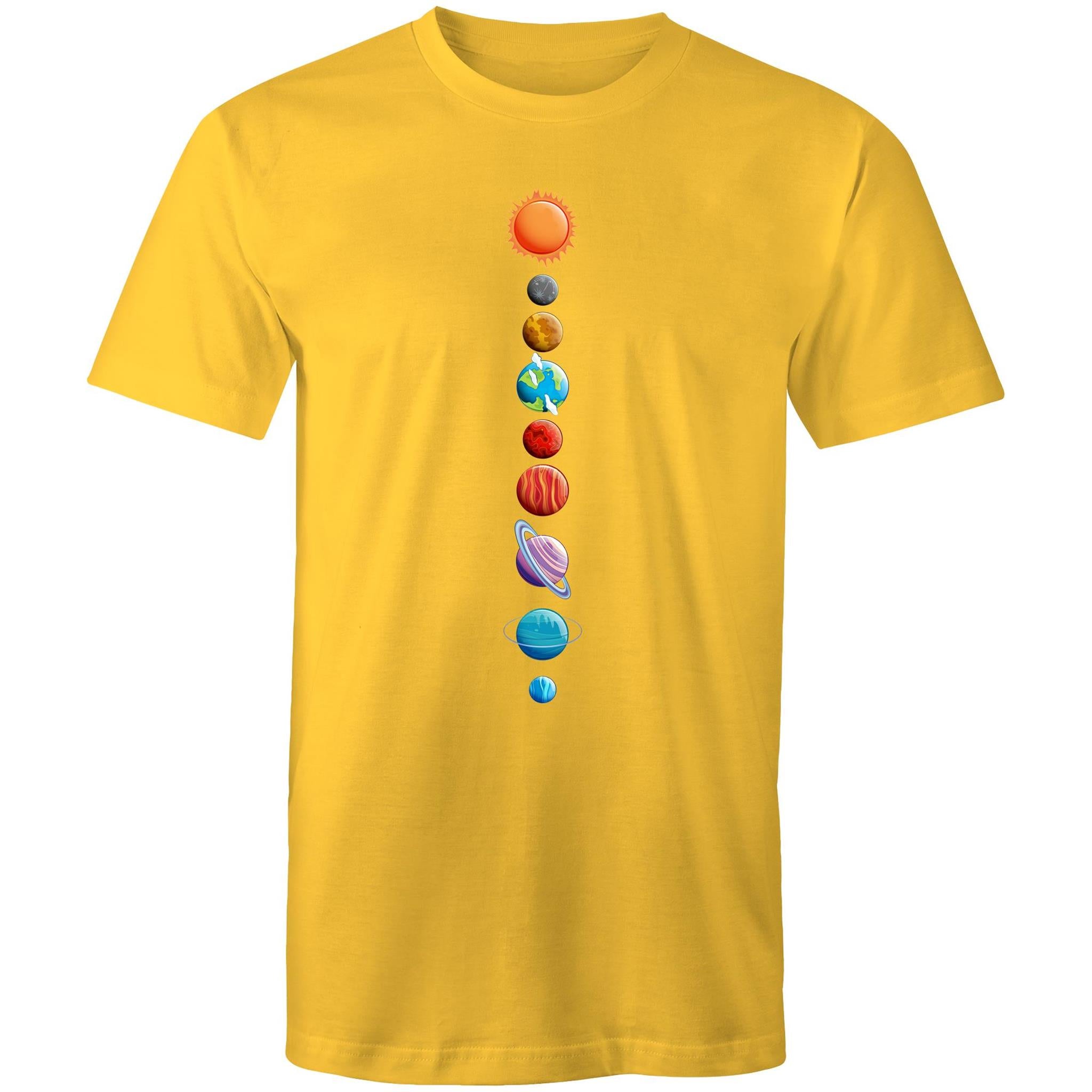 Our Solar System - Mens T-Shirt Yellow Mens T-shirt Printed In Australia Space