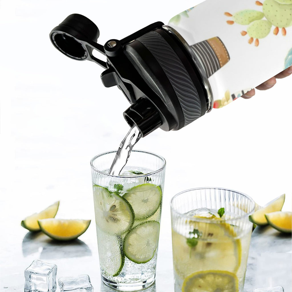 Succulent Pot Plants - Insulated Water Bottle with Dual-Use Lid (18oz) Insulated Water Bottle with Dual-Use Lid (18oz) Plants Printed Offshore