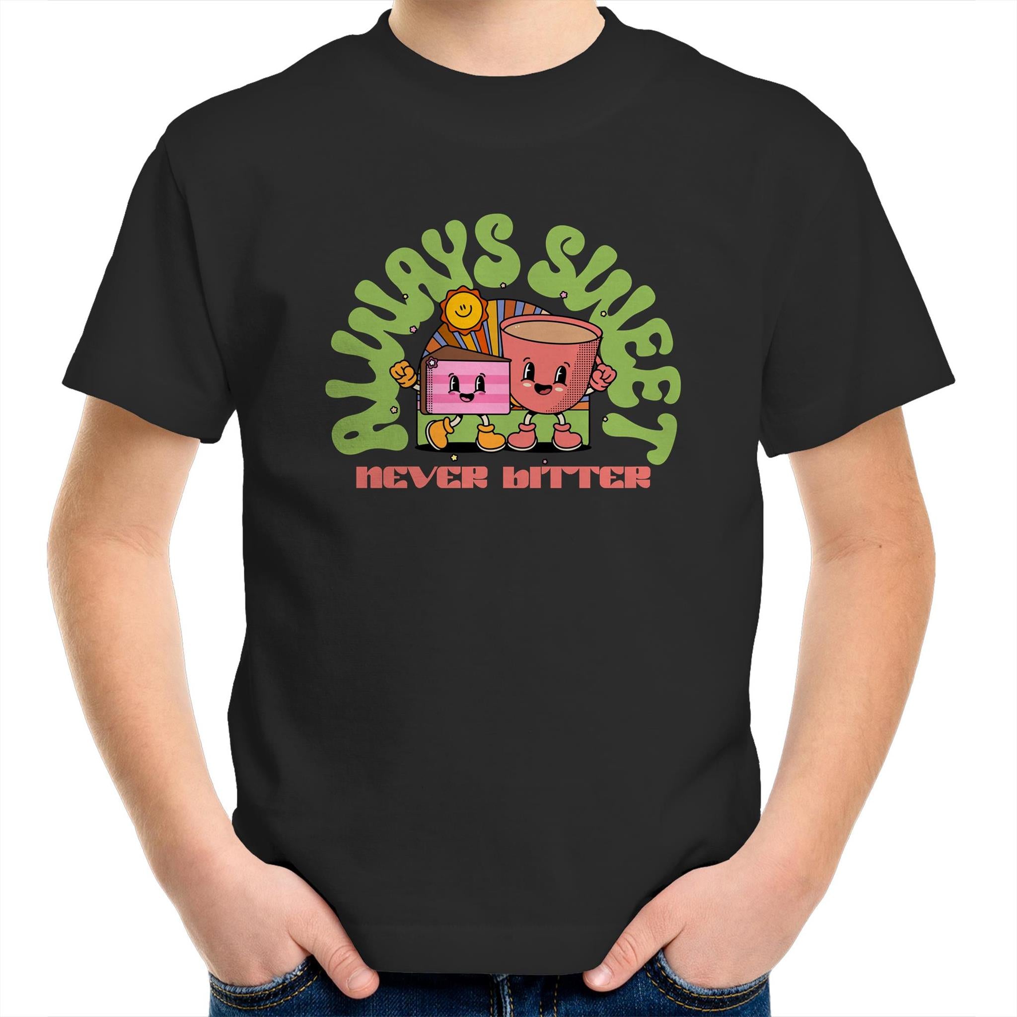 Always Sweet, Never Bitter - Kids Youth T-Shirt Black Kids Youth T-shirt Food Printed In Australia