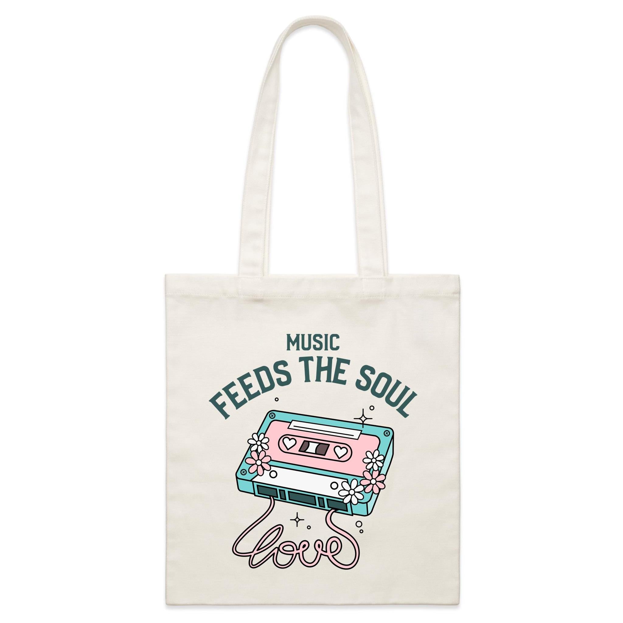 Music Feeds The Soul - Parcel Canvas Tote Bag Default Title Small Tote Bag Music Printed In Australia