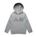 Science Characters Kids AS Colour Hoodie Grey Marle Kids Hoodie Printed In Australia Science