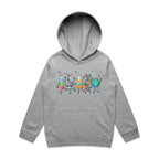 Science Characters Kids AS Colour Hoodie Grey Marle Kids Hoodie Printed In Australia Science