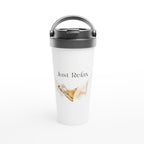 Just Relax - White 15oz Stainless Steel Travel Mug Default Title Travel Mug Coffee Globally Fulfilled