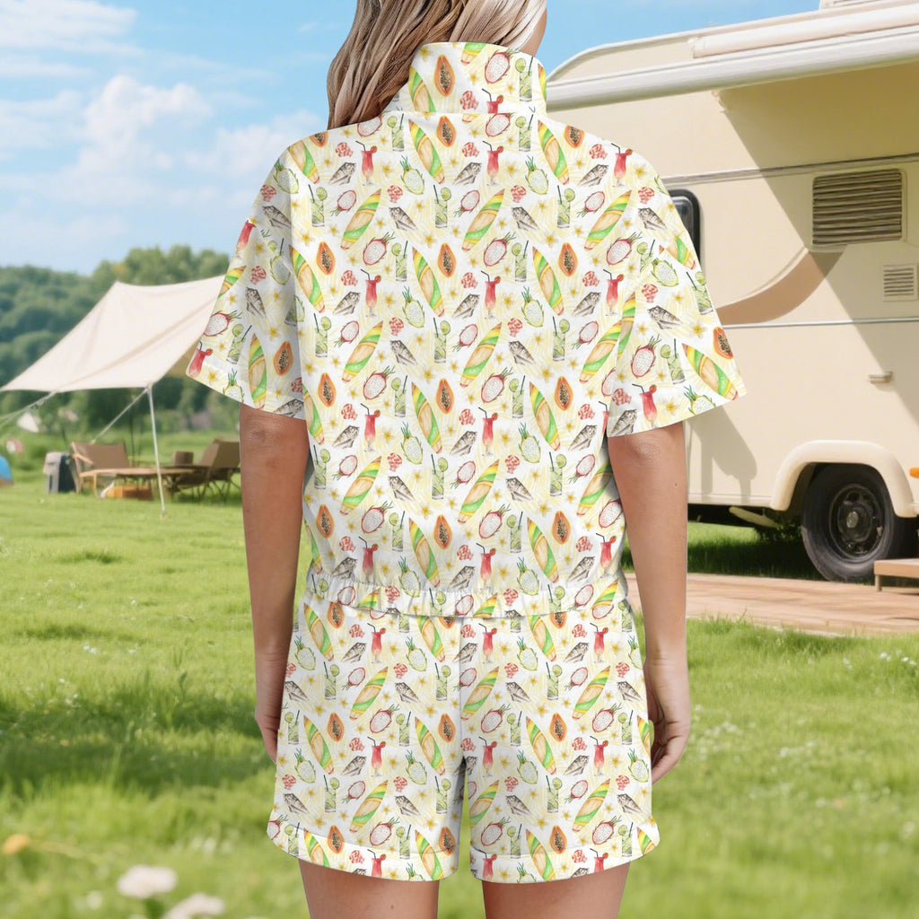 Tropical Surf Women's Windbreaker Short Set Women's Windbreaker Short Set Printed Offshore Surf