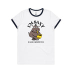 I'm Saxy And I Know It, Hippo Trumpet Player - Women's Ringer Tee White Navy Womens Ringer T-shirt animal Music Printed In Australia