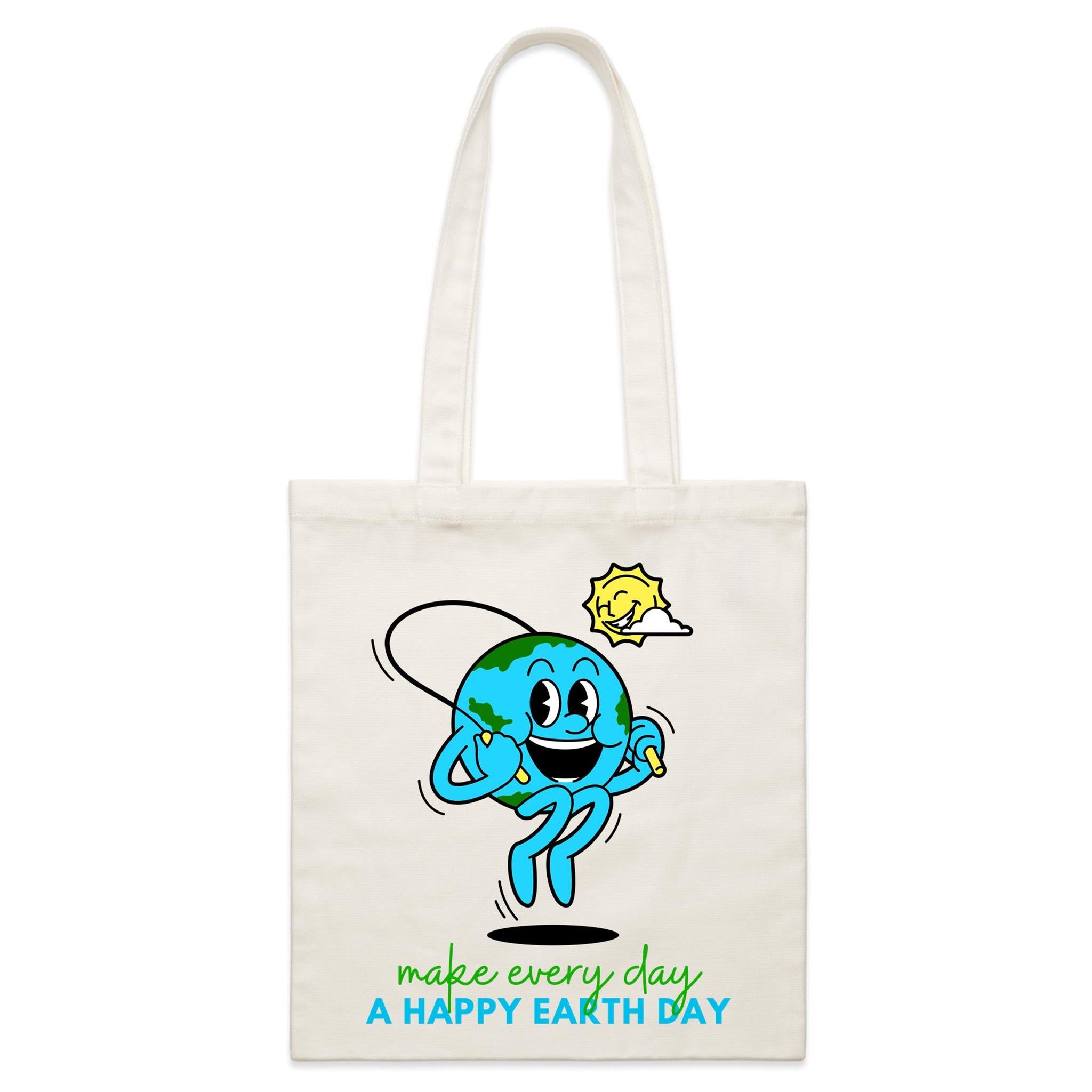 Make Every Day A Happy Earth Day - Parcel Canvas Tote Bag Default Title Small Tote Bag Environment Printed In Australia