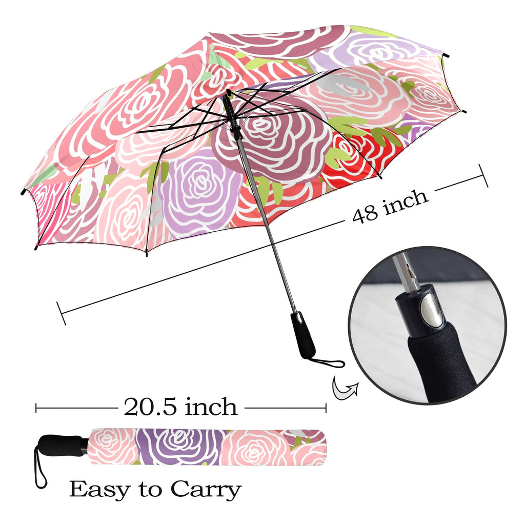 Abstract Roses - Semi-Automatic Foldable Umbrella (Model U12) Semi-Automatic Foldable Umbrella (U12)