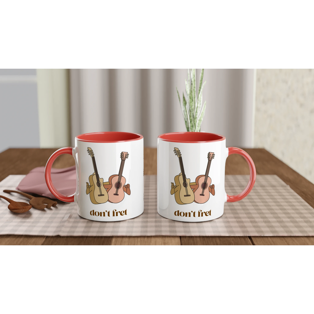 Personalised - Don't Fret - White 11oz Ceramic Mug with Colour Inside Personalised 11oz Mug customise Globally Fulfilled Music personalise