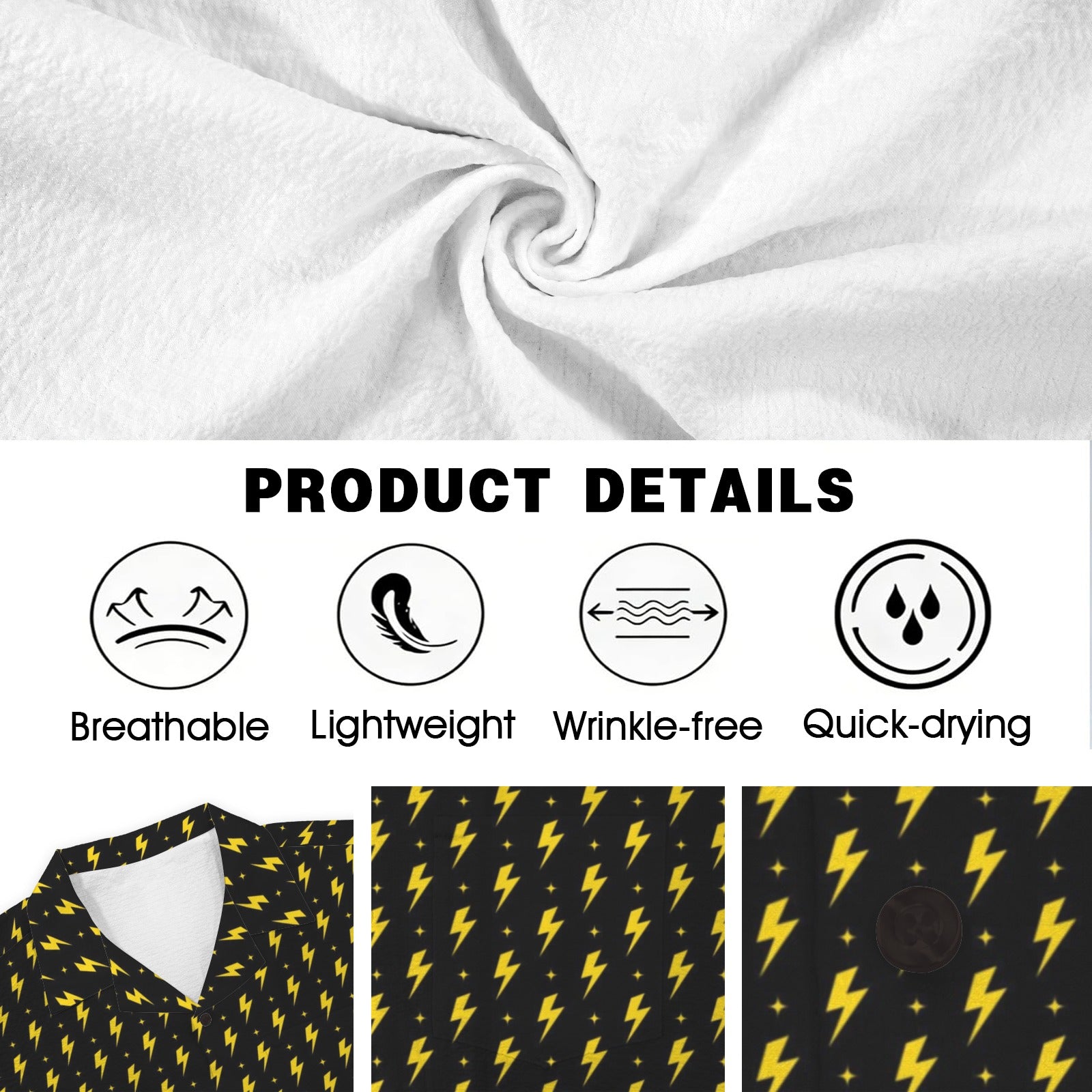 Yellow Lightning Men's Crinkle Hawaiian Shirt