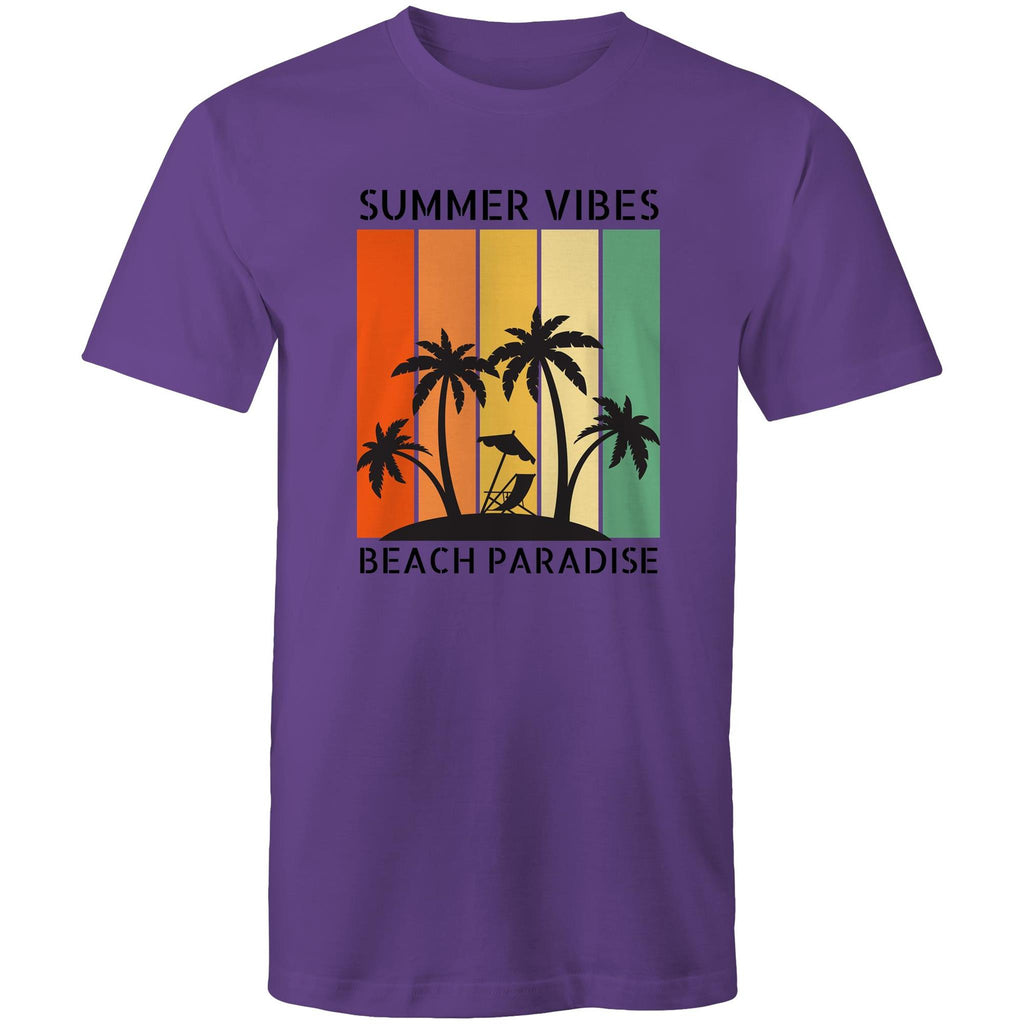 Beach Paradise, Summer Vibes - Mens T-Shirt Purple Mens T-shirt Printed In Australia Summer Surf