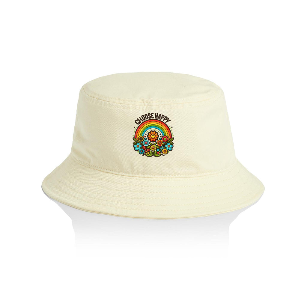 Choose Happy - AS Colour Bucket Hat Butter One Size As Colour Bucket Hat Positivity Printed In Australia Retro