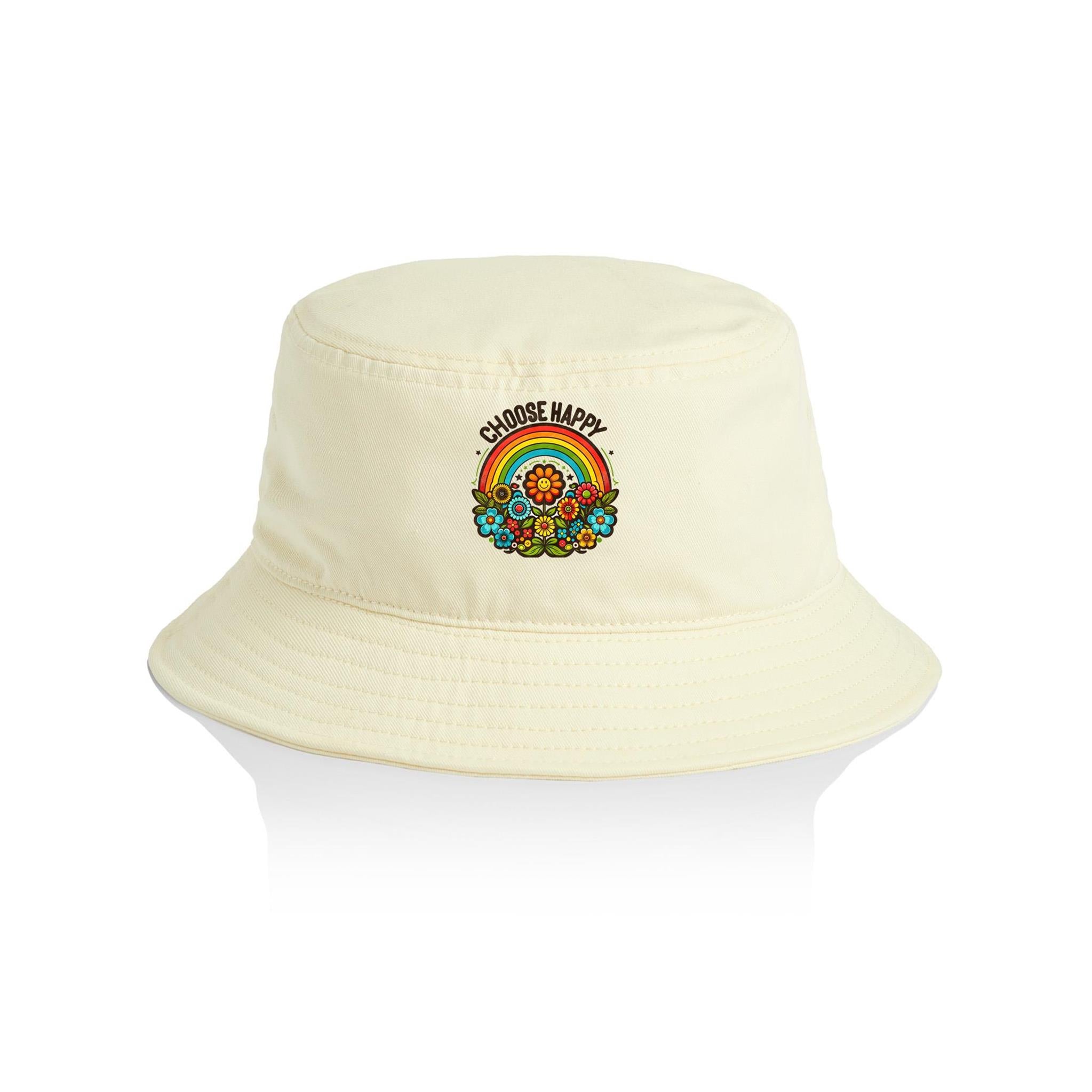 Choose Happy - AS Colour Bucket Hat Butter One Size As Colour Bucket Hat Positivity Printed In Australia Retro