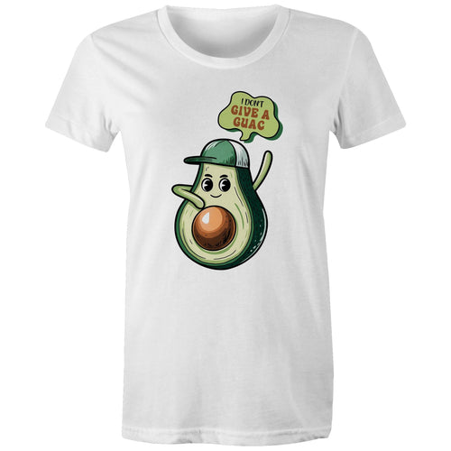 Avocado, I Don't Give A Guac - Womens T-shirt White Womens T-shirt Food Printed In Australia