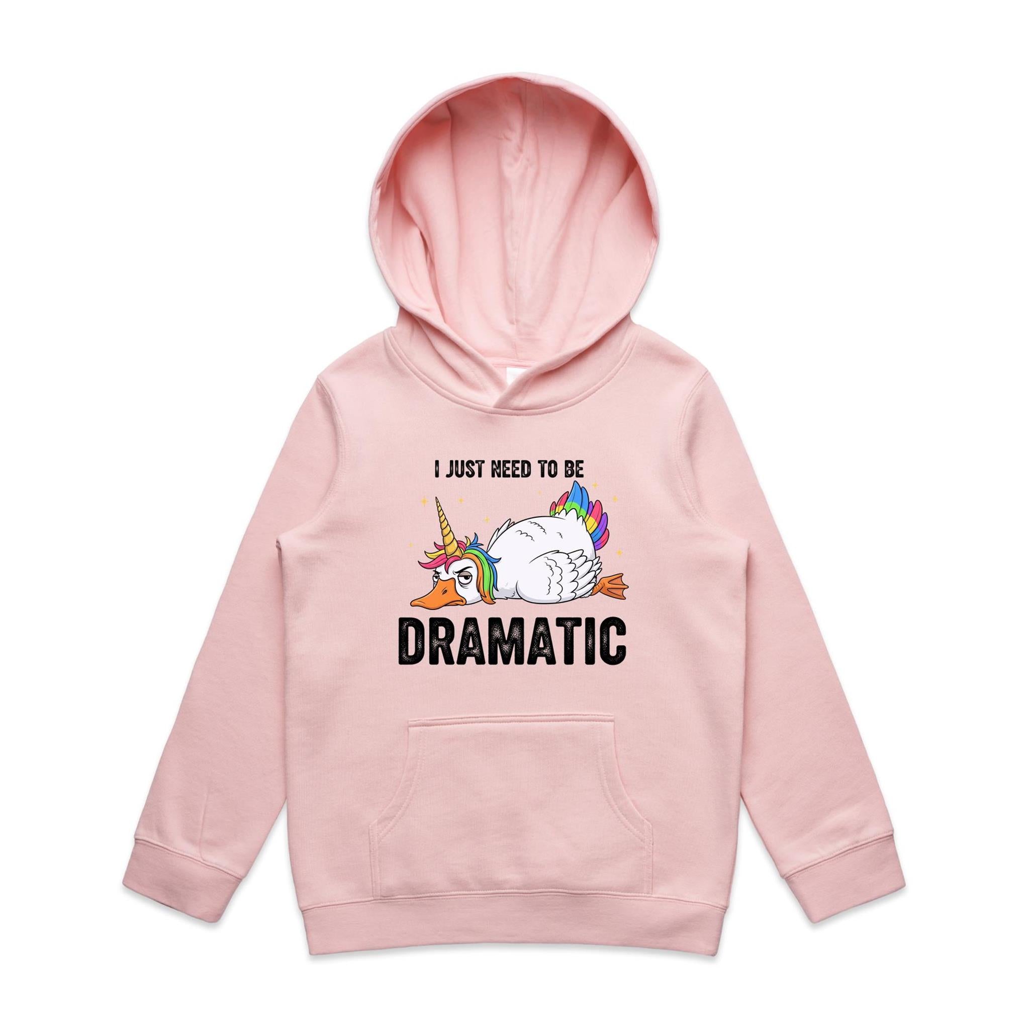 Dramatic Unicorn Goose Kid's AS Colour Hoodie Pink Kids Hoodie animal Printed In Australia