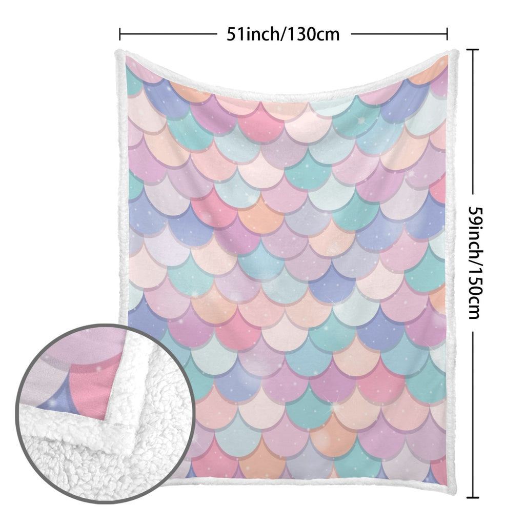 Mermaid Scales - Double-Layer Fleece Blanket 51"x59"