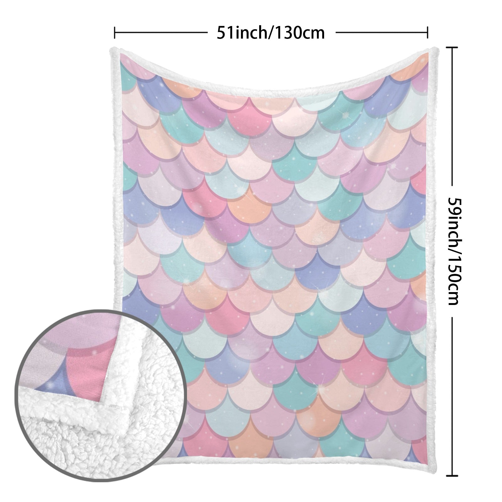 Mermaid Scales - Double-Layer Fleece Blanket 51"x59"