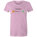 Currently On Aeroplane Mode - Womens T-shirt Pink Womens T-shirt Printed In Australia Tech