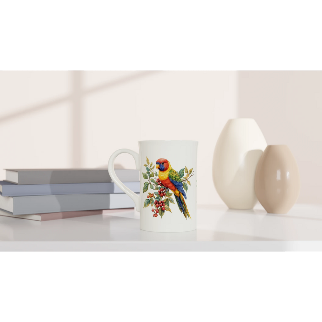Personalise - Lorikeet, Australian Birds - White 10oz Porcelain Slim Mug Personalised Porcelain Mug animal Globally Fulfilled