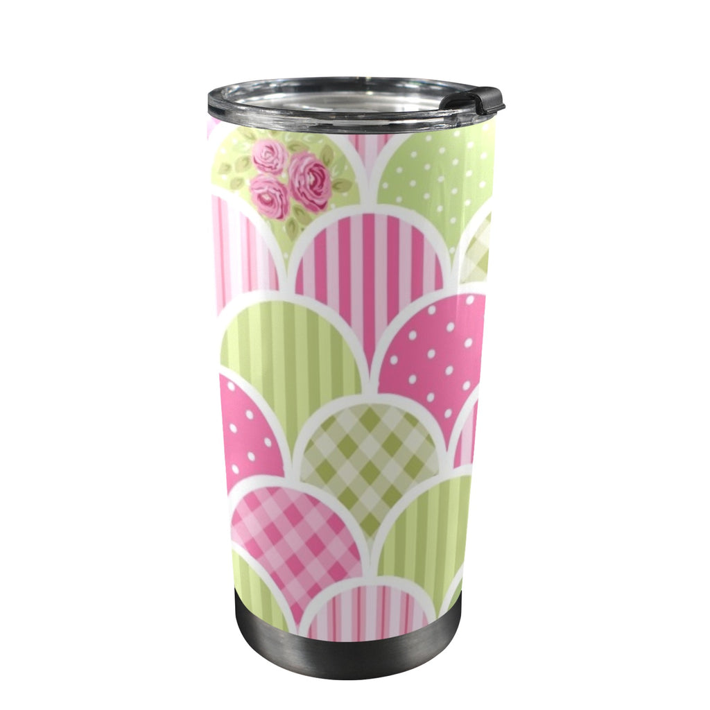 Floral Tabs - 20oz Mobile Tumbler with Lid (Black Lock) One Size 20oz Travel Mug Plants Printed Offshore