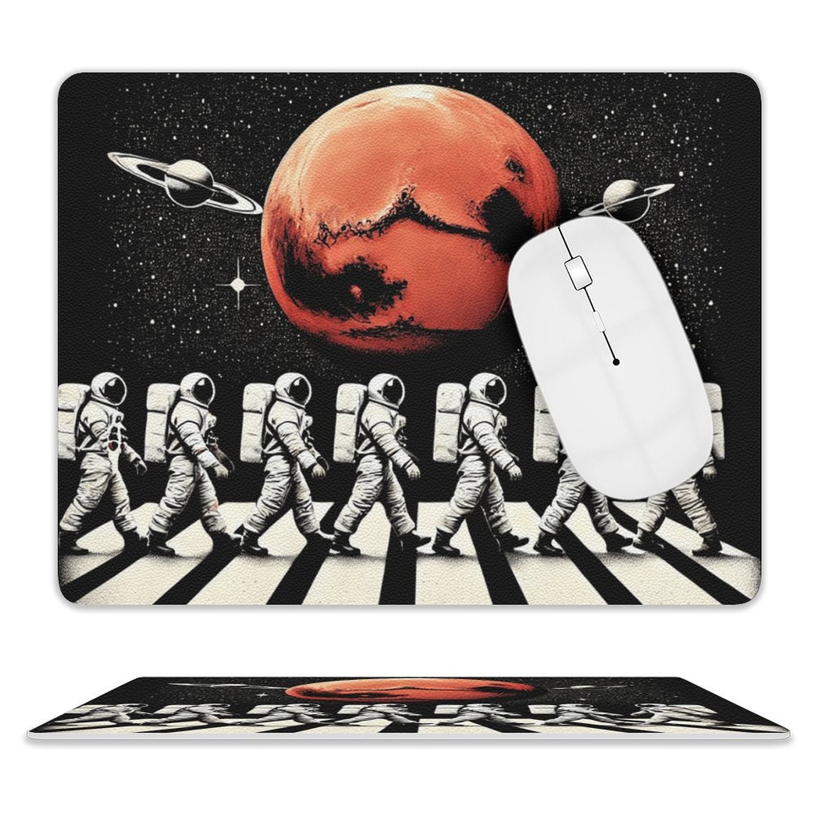 Astronaut Zebra Crossing Leather Mouse Pad white One size Leather Mouse Pad Music Printed Offshore Space