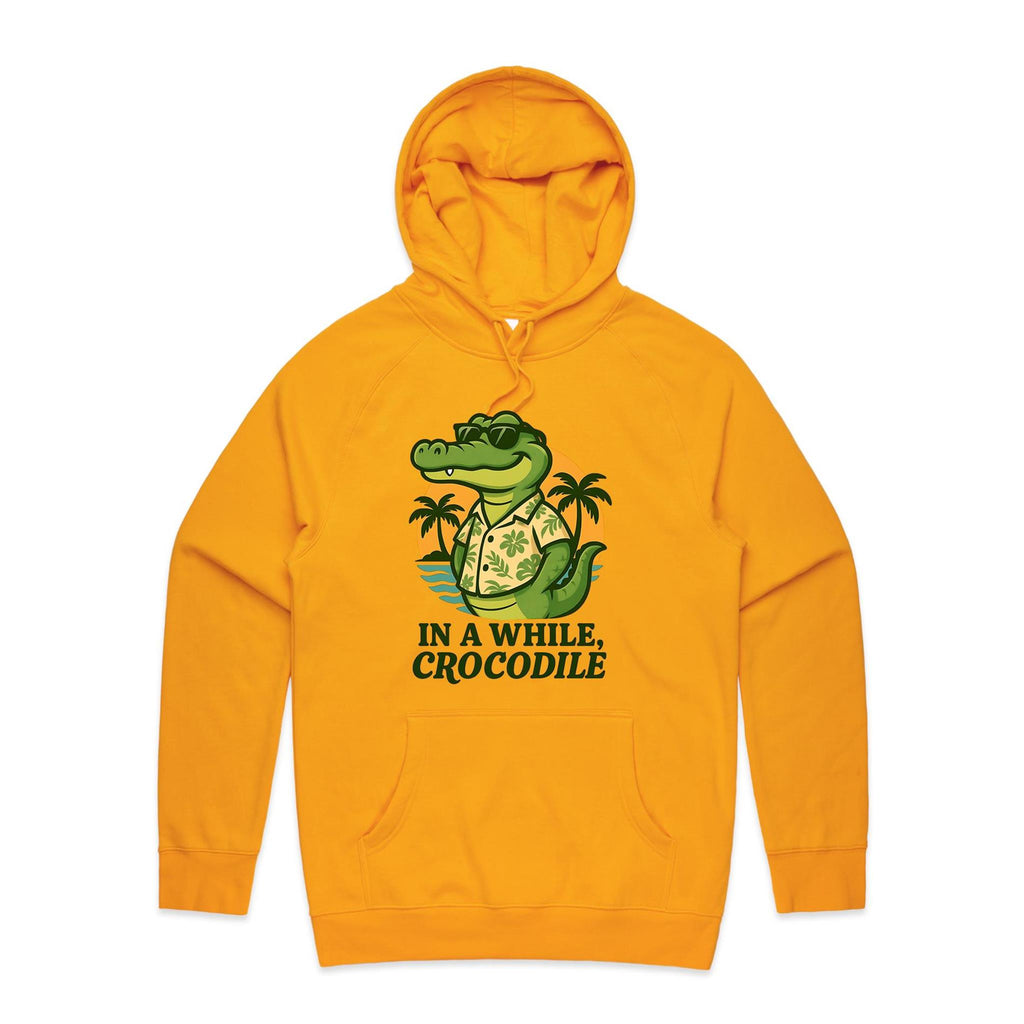 In A While, Crocodile Men's AS Colour Hoodie Gold Mens Hoodie animal Printed In Australia
