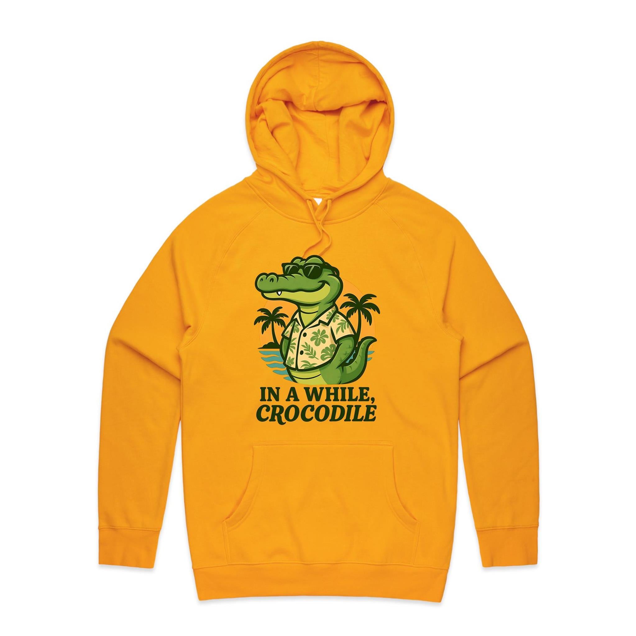 In A While, Crocodile Men's AS Colour Hoodie Gold Mens Hoodie animal Printed In Australia