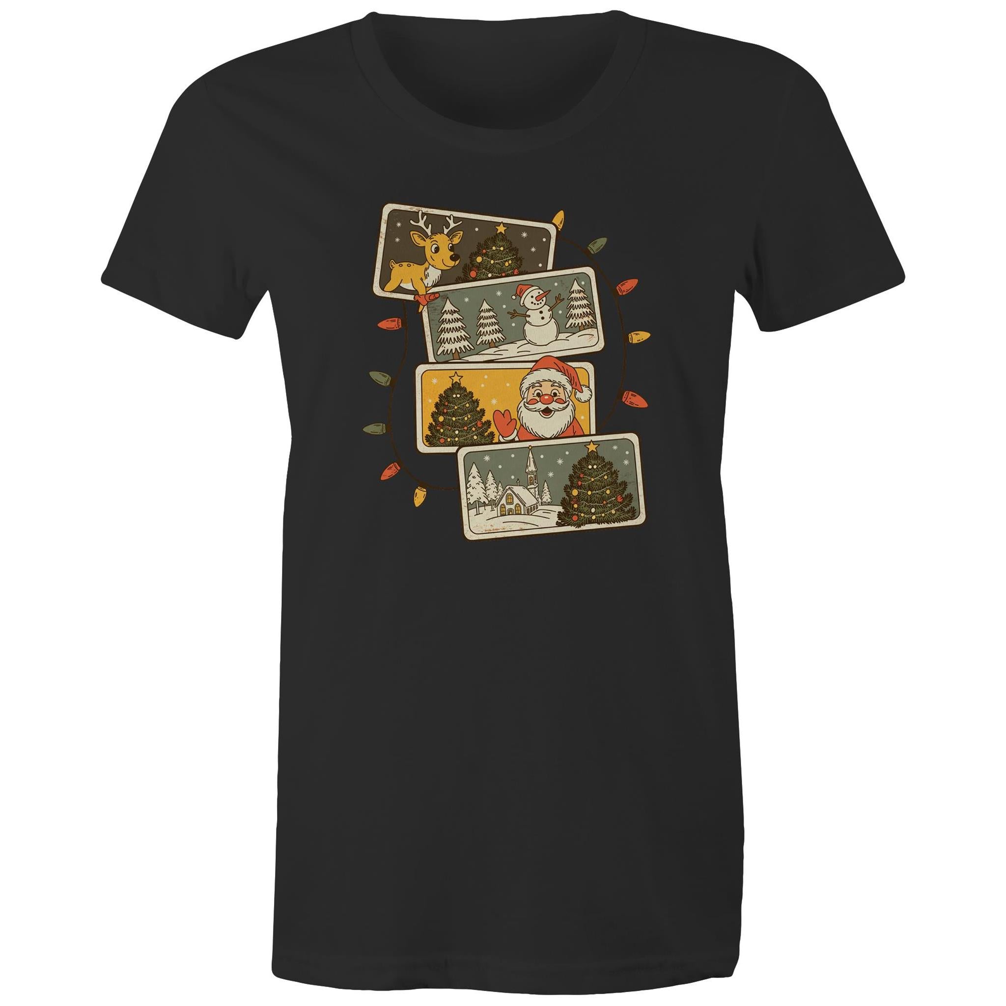 Retro Christmas Cards - Womens T-shirt