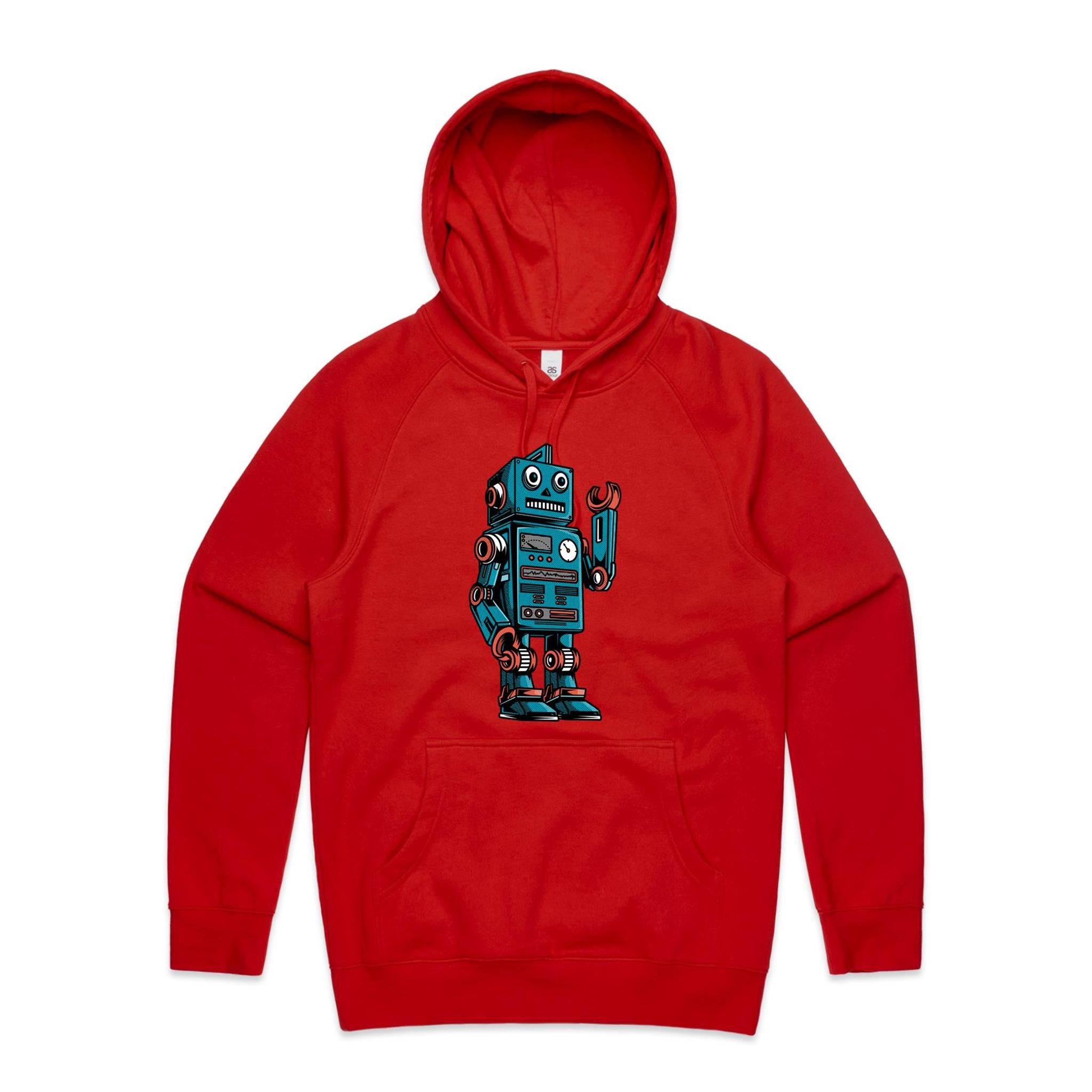 Robot - Mens Hoodie Red Mens Hoodie Printed In Australia Sci Fi
