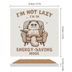 Cat Energy Saving Mode - Ceramic Coasters (Square) Ceramic Coasters animal Printed Offshore
