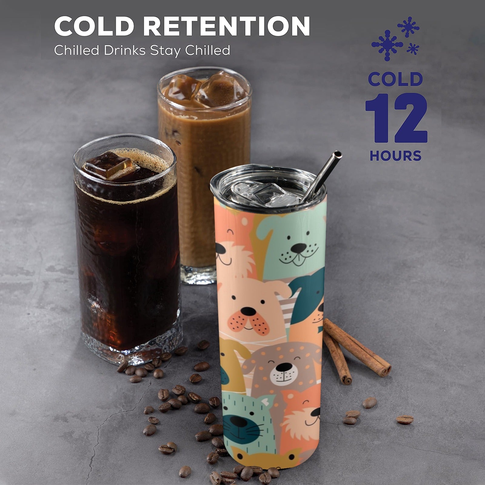 Lots Of Dogs - 20oz Tall Skinny Tumbler with Lid and Straw