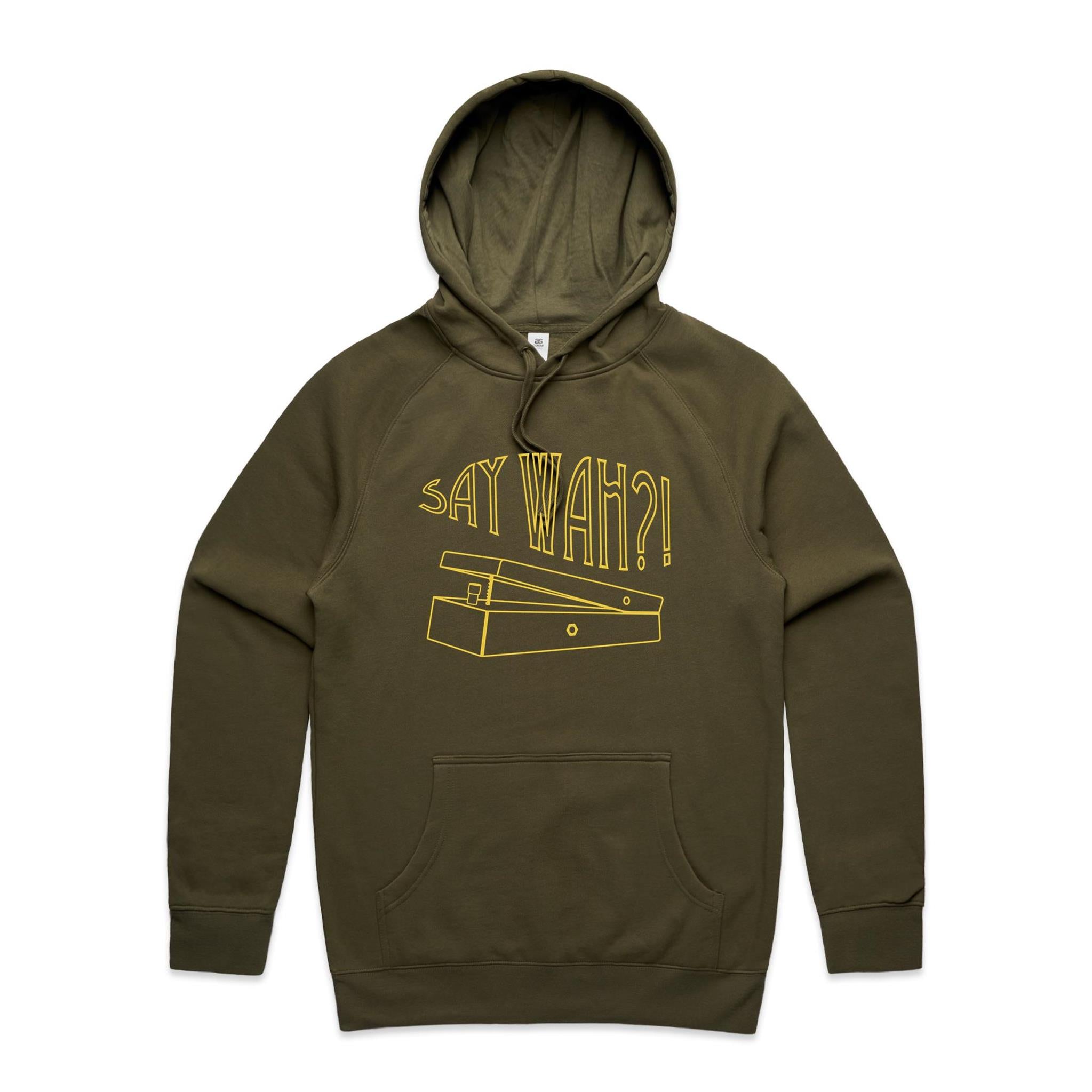 Say Wah, Guitar Pedal - Mens Hoodie Army Mens Hoodie Music Printed In Australia