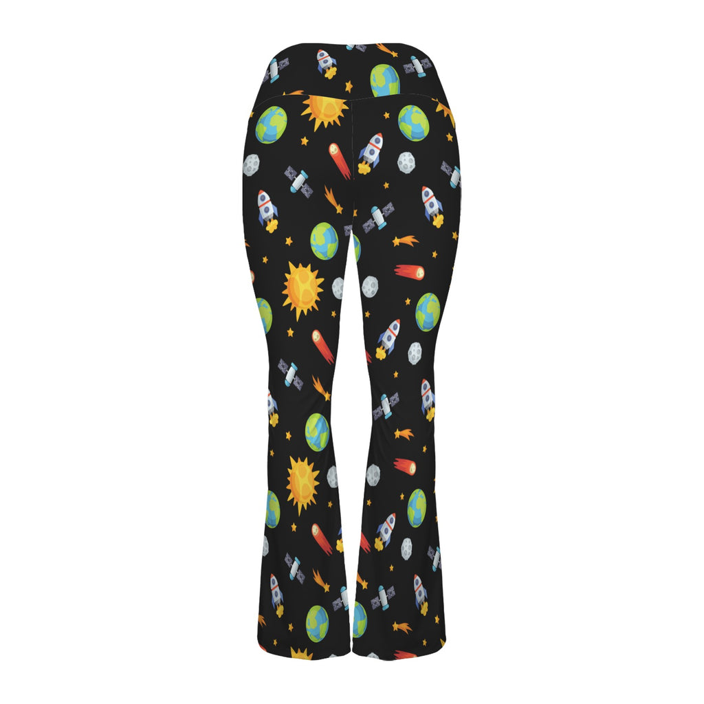 Busy Space High Waist Crossover Tummy Control Flare Leggings High Waist Flare Leggings Printed Offshore Space
