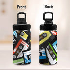 Cassette Tapes Kids Water Bottle with Chug Lid (12 oz) Kids Water Bottle with Chug Lid Music Printed Offshore Retro