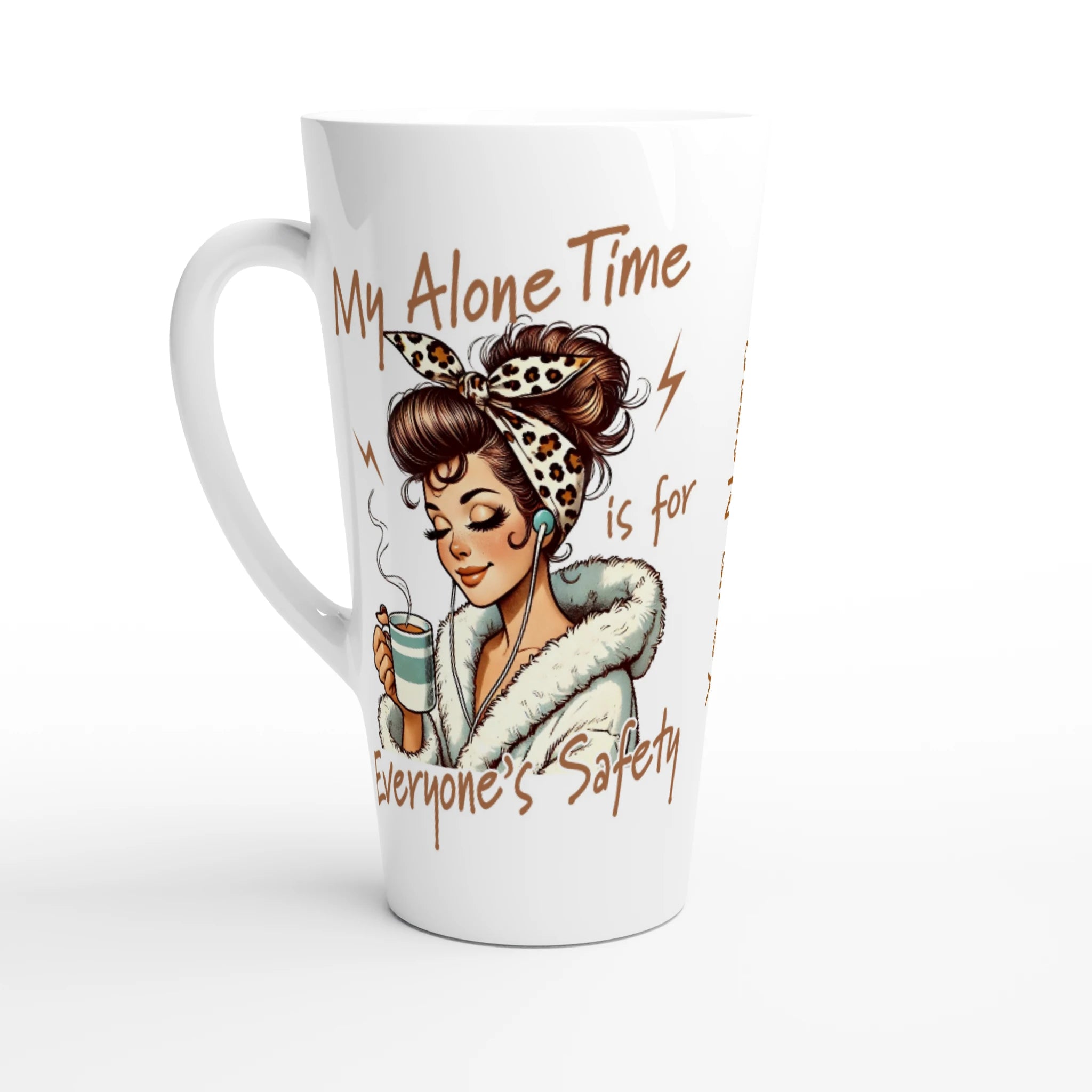Personalised My Alone Time Is For Everyone's Safety White Latte 17oz Ceramic Mug Default Title Personalised Latte Mug Globally Fulfilled