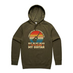 In My Head I'm Playing My Guitar - Mens Hoodie Army Mens Hoodie Music Printed In Australia