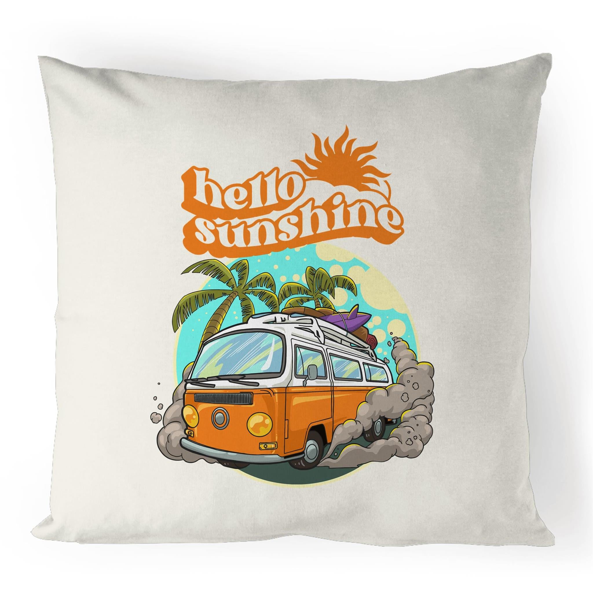 Beach Van, Hello Summer - 100% Linen Cushion Cover Default Title Linen Cushion Covers Printed In Australia