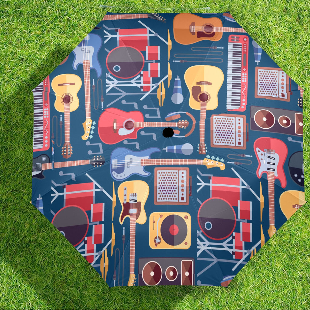 Music Instruments Blue - Semi-Automatic Foldable Umbrella (Model U12) Semi-Automatic Foldable Umbrella (U12)