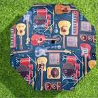Music Instruments Blue - Semi-Automatic Foldable Umbrella (Model U12) Semi-Automatic Foldable Umbrella (U12)