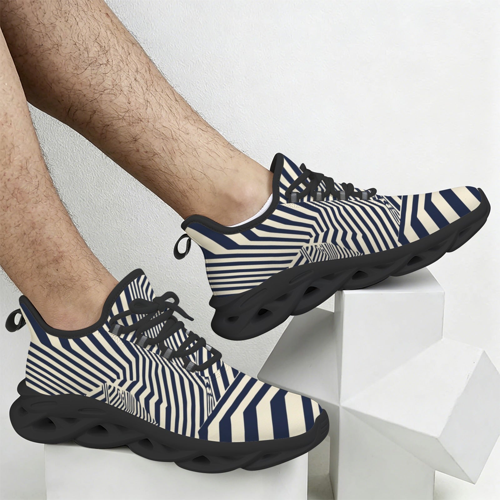 Black Stripes Men's Twisted Sole Sneakers