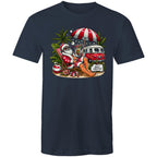Santa By The Beach - Mens T-Shirt Navy Mens Christmas T-shirt Christmas Printed In Australia