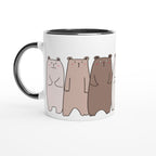 Bears In A Row - White 11oz Ceramic Mug with Colour Inside Ceramic Black Colour 11oz Mug animal Globally Fulfilled