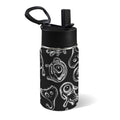 Monsters In Black And White 12oz Kids Water Bottle with Straw Lid