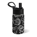 Monsters In Black And White 12oz Kids Water Bottle with Straw Lid