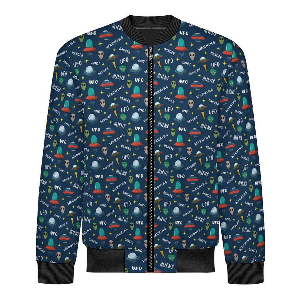 UFO's And Aliens Men's Casual Zip‑Up Bomber Jacket