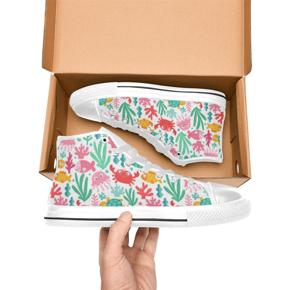 Under The Sea - Kids High Top Canvas Shoes