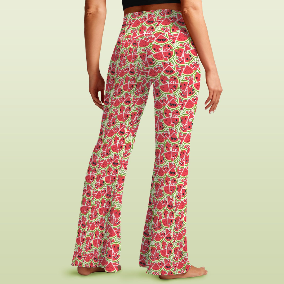 Busy Watermelon High Waist Crossover Tummy Control Flare Leggings
