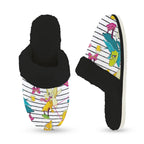 Ugly Bananas Women's Fur Trim Thick-Sole Indoor Slippers Women's Fur Trimmed Slippers Food Printed Offshore