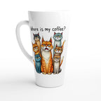Where Is My Coffee, Cranky Cats - White Latte 17oz Ceramic Mug Default Title Latte Mug animal Coffee Globally Fulfilled