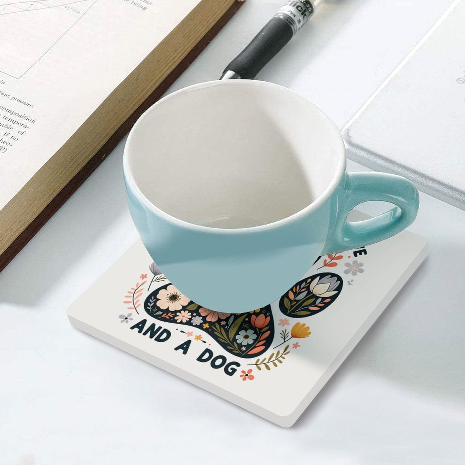 All You Need Is Love And A Dog Ceramic Coasters (Square) Ceramic Coasters animal Love Printed Offshore